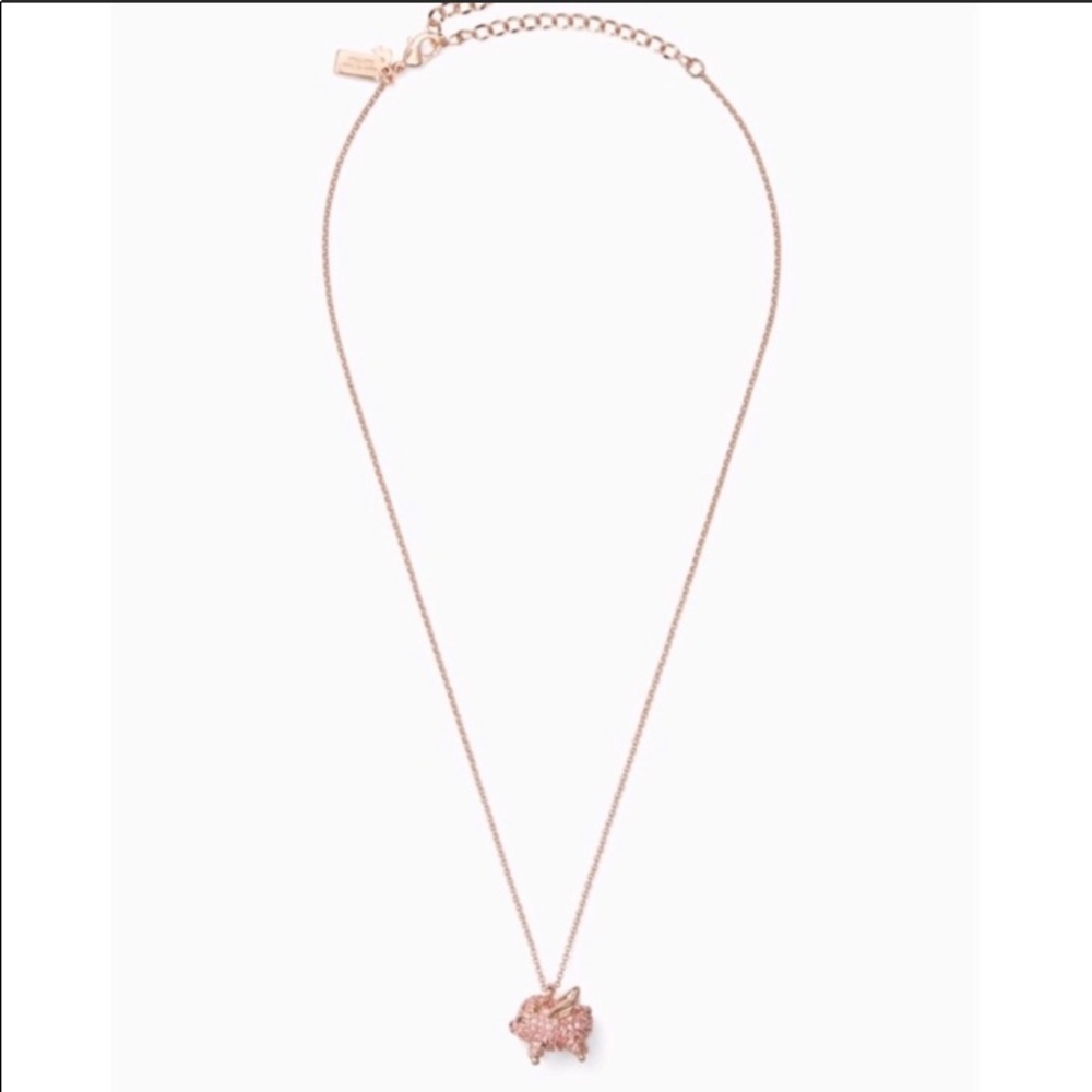 ♠️Kate Spade Imagination Pave Pink Piggy Necklace NWT - Picture 3 of 9
